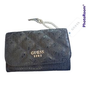 Guess Marciano Black Small Quilted Wallet w/ Card Holder